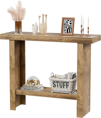 Rustic Farmhouse Narrow Console Table with Storage for Entryway and Living Room