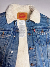 Levi s Boys Sherpa Lined Denim Trucker Jacket Size S 8 10 Blue Jean