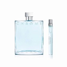 Azzaro Chrome Gift Set 6.7 oz EDT and 0.34 oz EDT Mens Fragrance