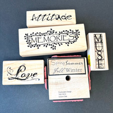 Sentiment One Word Inspirational LOT of 8 Images 5 Rubber Stamps Cube