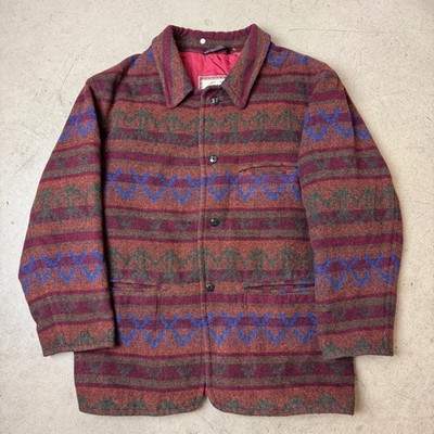 (XL) Vintage Globe Trotter Aztec Wollmantel Coat Cotton Retro Pattern Rare
