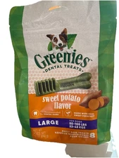 Greenies Large Natural Sweet Potato Flavor Dental Dog Treats, 12 oz., Count of 8