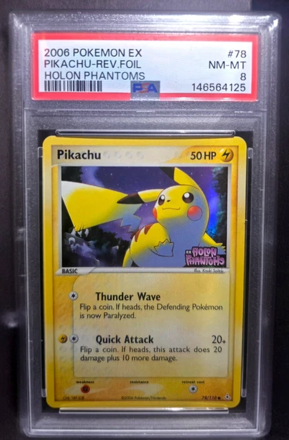 2006 POKEMON EX HOLON PHANTOMS #78 PIKACHU-REVERSE FOIL PSA 8