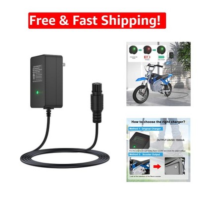 Versatile 24V Electric Charger - Fits Razor MX350, E200, Scooters, 6.6FT Cables