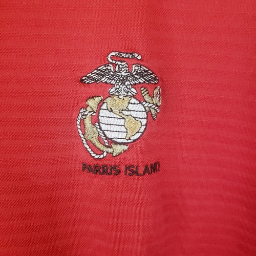 US Marine Corps Embroidered Red Polo Shirt USMC Logo Licensed Mens L Red Antigua - Bild 6 von 14