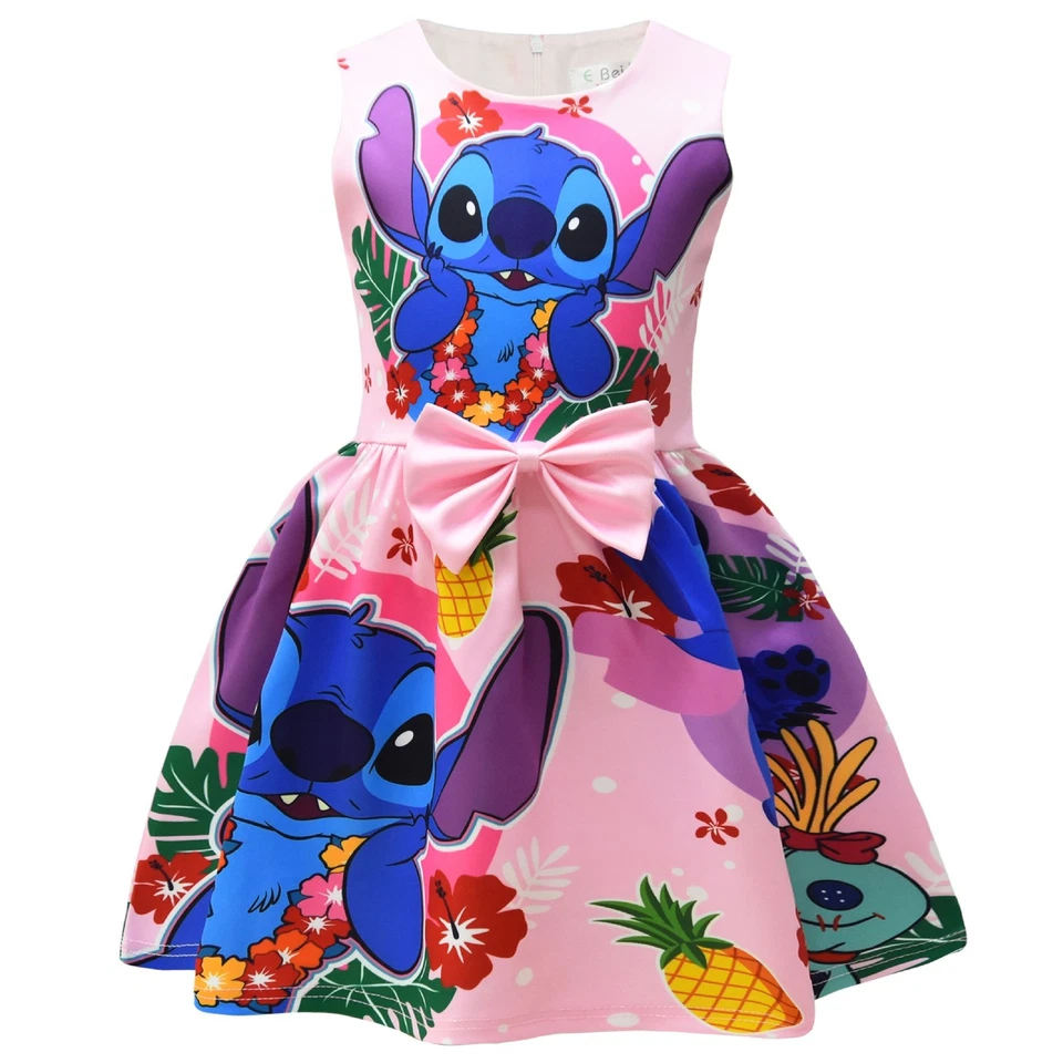 A-line Girl Stitch Skirt Lilo Princess Gown One-piece Sleeveless Dress Kid - Image 4 of 4