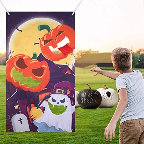 Festive Halloween Bean Game Toss Game Spooky Pumpkin Ghost Moon Banner - Picture 5 of 9