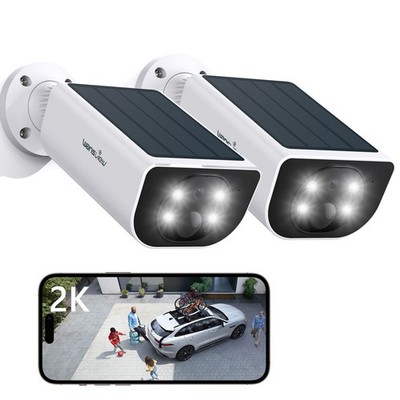 2Pack Wansview 2K Outdoor Solar Security Camera Wireless WiFi Human Detection