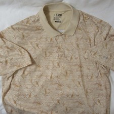 IZOD  Golf CLASSIX - Elite Cool FX - Birds Khaki - XXL Large - Polo Shirt - New