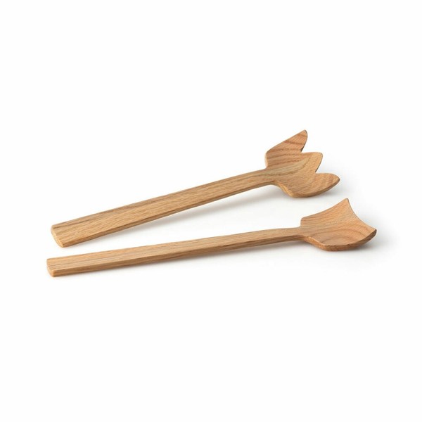 Continenta Salatbesteck Tulip 2-Tlg. Salat Besteck Salatgabel Eichenholz L30.5Cm-image