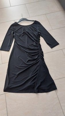 Damen Alba Moda Jerseykleid Elegant Gr.40 schwarz seitl. Raffung asymmetr.Desing