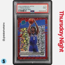 2020 DONRUSS OPTIC TYRESE MAXEY FAST BREAK RED PRIZM RC RATED ROOKIE /85 PSA 9