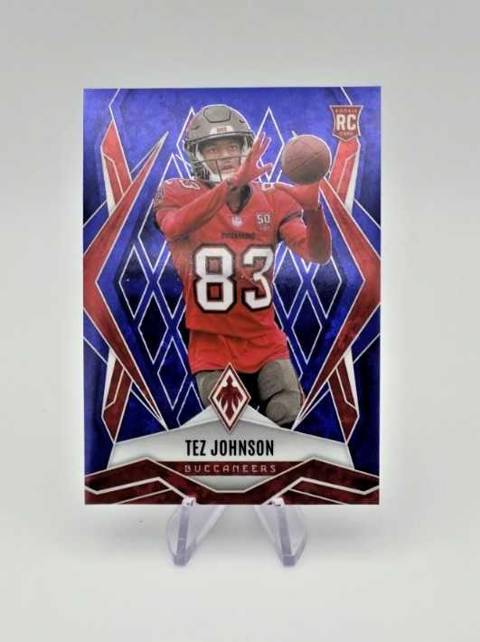 2025 Phoenix Football Tez Johnson #166 Blue Winter RC /199 SP Buccaneers