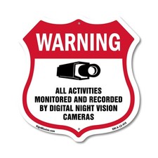 Video Surveillance Shield Sign Warning All Activities Monito Shield Shaped Sign