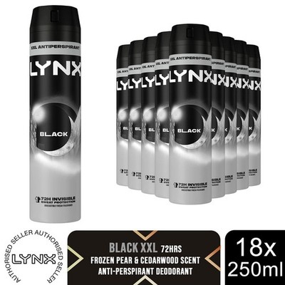 Lynx XXL Antitranspirant Deodorant Body Spray schwarz 72H Schutz 250ml, 18er Pack