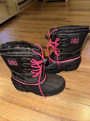 MÄDCHEN HELLY HANSEN HALBHOHE FELL GEFÜTTERTE SCHNÜRSTIEFEL WINTER SCHNEESTIEFEL EU32 UK1