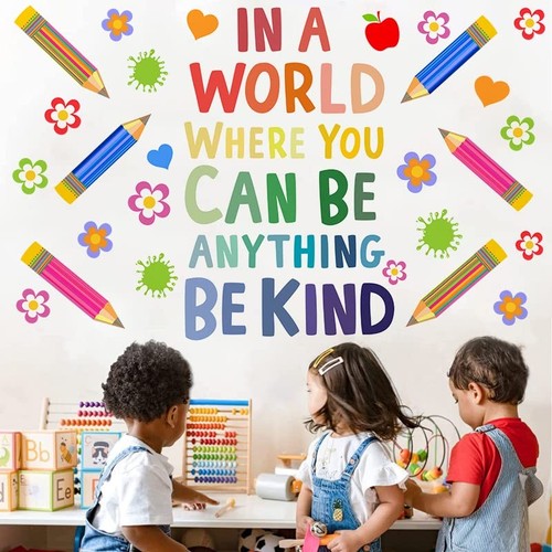 Inspirational Quote Wall Decals Colorful Kids Peel and Stick Wallpaper Cute - Picture 4 of 8