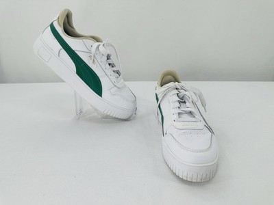 EUC Women's Puma Carina Street Sneakers Shoes White Green (389390 25) Size 11