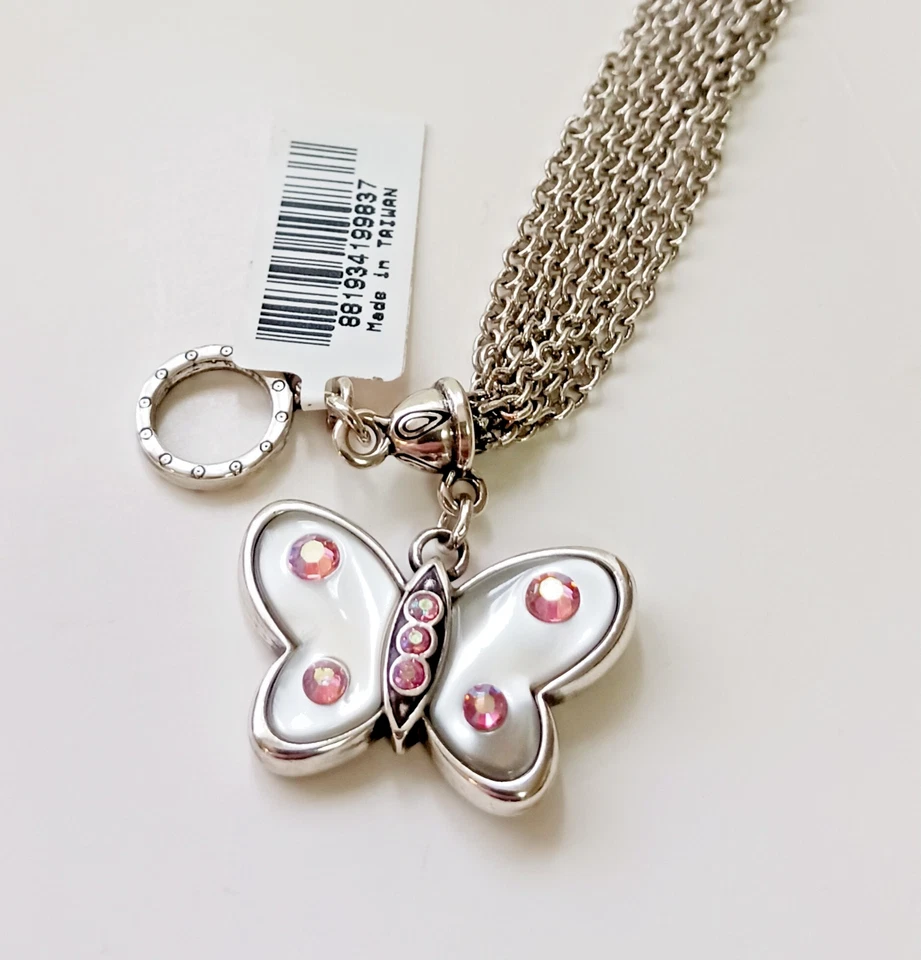 Brazalete Brighton Farfallina Mariposa Cristal Multistrand Placa Plata LEER 7" Foto 2 de 4