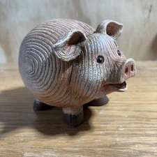 Vintage Faux Wood Resin Decorative Pig Very Good Condition! Pig Collectors Uniqe