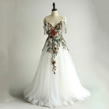 Floral Fabric Ball Gowns Wedding Dresses Spaghetti strap Bridal Gowns Sleeveless