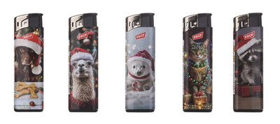10x Feuerzeug Christmas Animals Elektronikfeuerzeuge Frohe Weihnachten fix Flame
