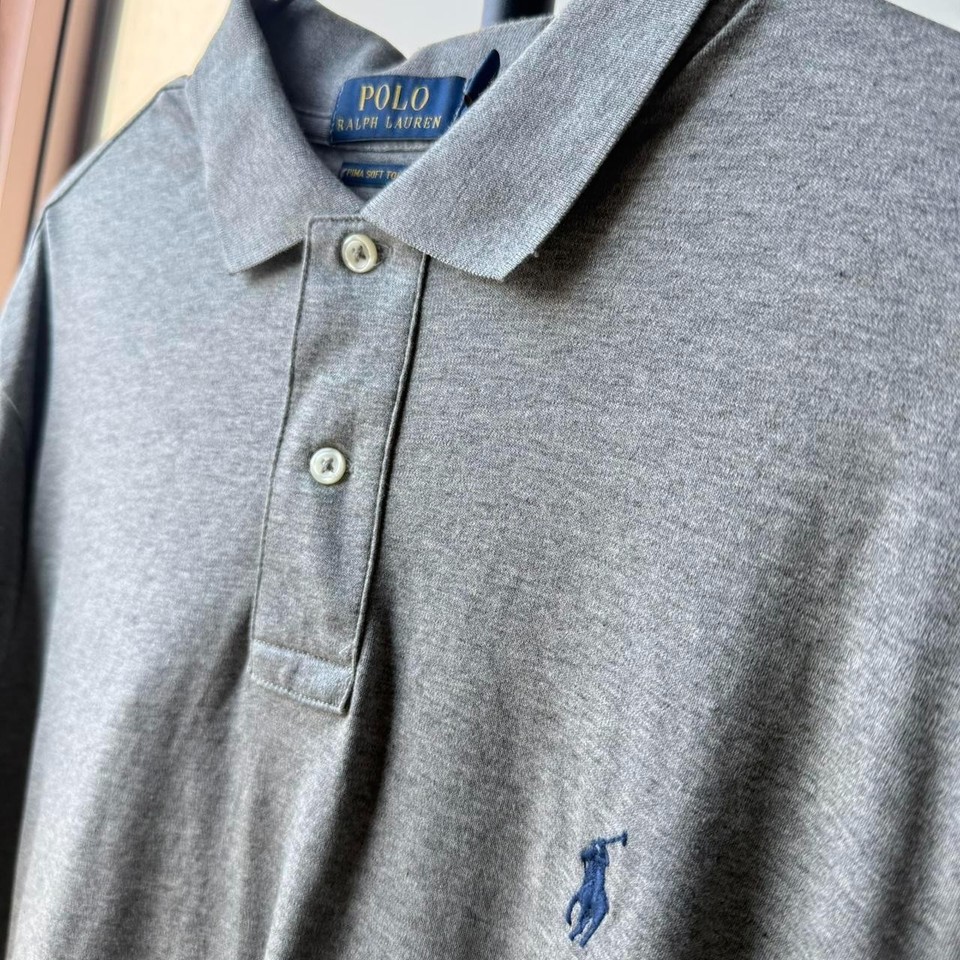 Polo Ralph Lauren men's grey short sleeve polo shirt 100% cotton size L