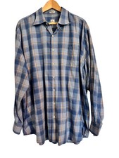 Peter Miller Men  s Button Up Dress Shirt Size XXL Wool Blend GUC Blue Plaid