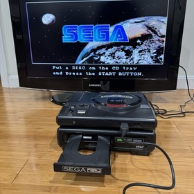 TESTED FULLY WORKING Sega CD Model 1 Console System w Adapter & NEW SAVE BATTERY