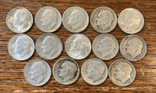 (14) 1940’s Roosevelt Dimes lot of 14 coins-90% silver, United States