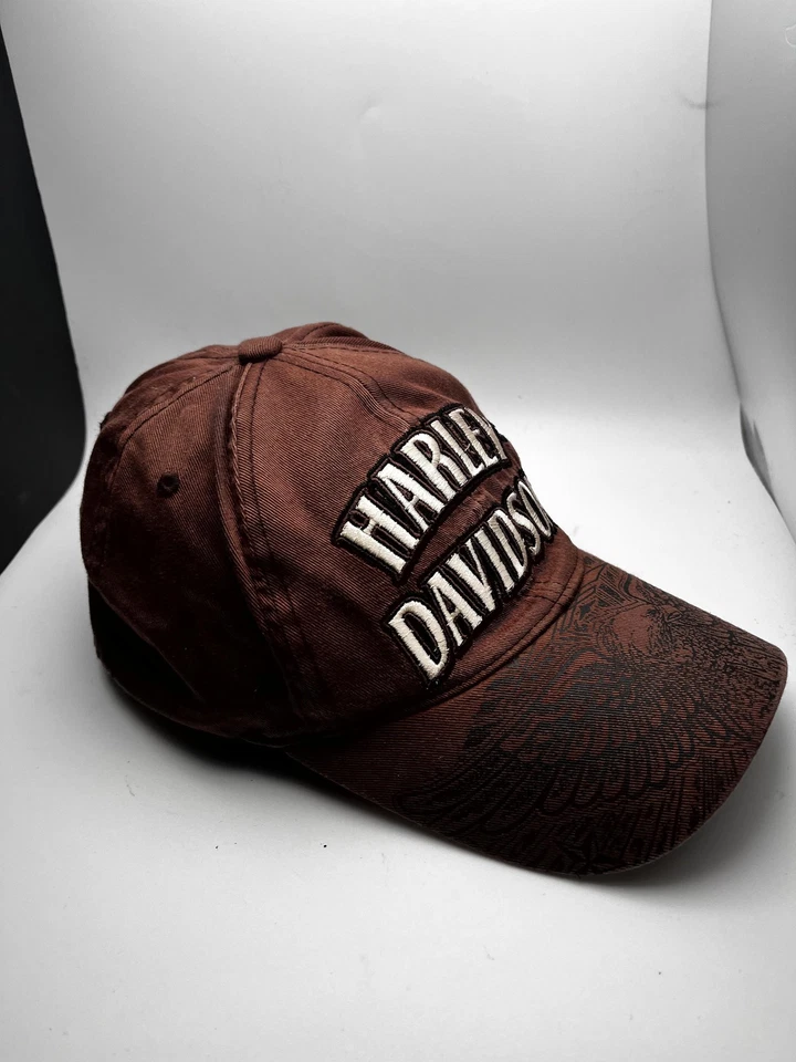 Gorra Harley-Davidson ajustada para hombre con gráfico de águila marrón bordada motocicleta Foto 3 de 4