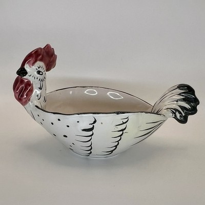 Vintage Bitossi Ceramiche White Rooster Bowl 8  Long
