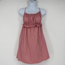 Lulus Pink Mini Sundress Size L Ruffle Tie Back Strappy Beach Babydoll Dress