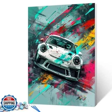 Aihonmin Colorful Car Paint by Numbers for Adults Beginners,Doodle Background