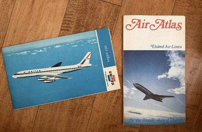 United Airlines Air Atlas Route Map Brochure Set 1959 1963 Vintage