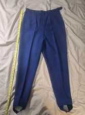 Vintage 60s Sportempos Womens Wool Pleated Side Zipper Pants Union Made Blue Sz4