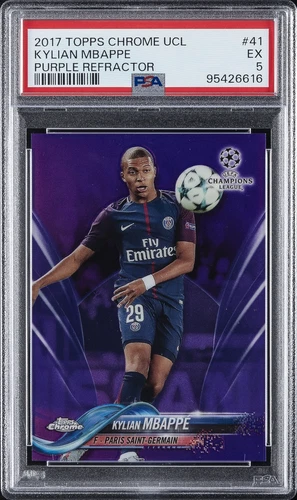 2017 TOPPS CHROME CHAMPIONS LEAGUE #41 KYLIAN MBAPPE ROOKIE RC 164/250 PSA 5