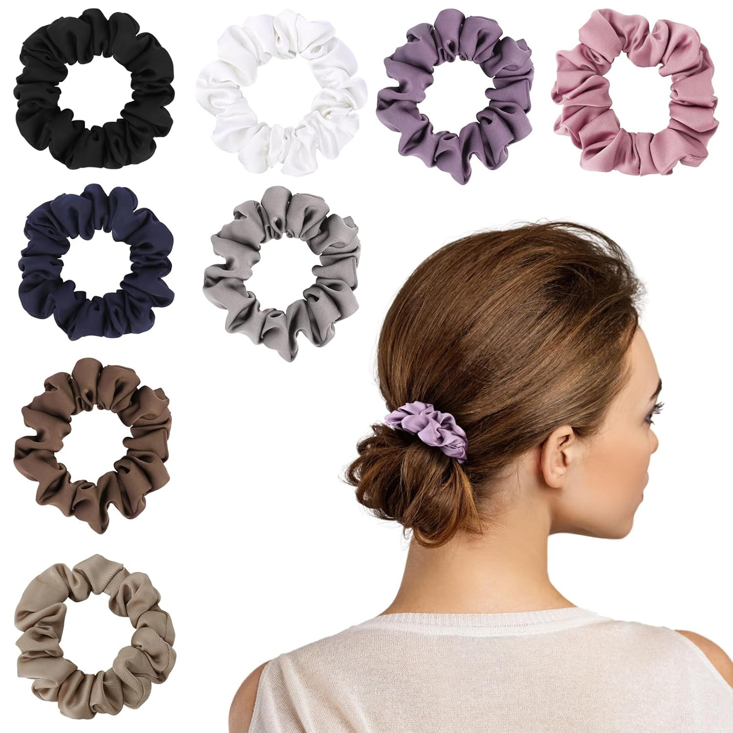 Coleteros de Seda 8 Piezas Elastico para Mujer Pelo Grueso y Fino