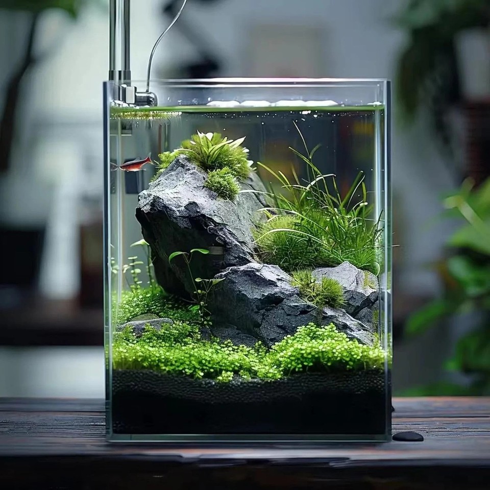 Photo inspiration: Visual Reference: 2 Gallon Glass Fish Tank Easy To Maintain Small Aquarium