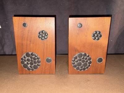 Vintage Martz Walnut & Pottery Tile Bookends Marshall Studios Pebbles MCM
