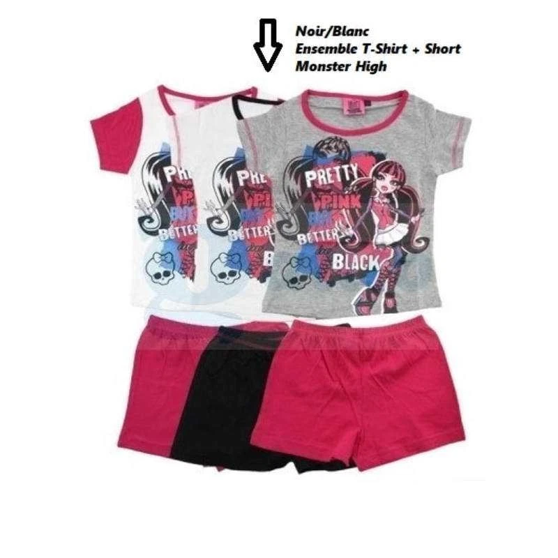 MONSTER HIGH Tee-Shirt + Short (Noir/Blanc) NEUF - Photo 1/1