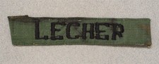 Cloth Name Tape, Pocket Title 143 - "LECHER" on rip-stop camo, VN made