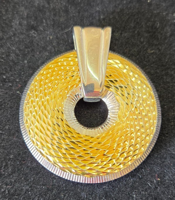 Solid Sterling Silver Two Tone Diamond Cut Movabl… - image 1