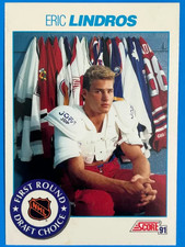Eric Lindros - Rookie Card - 1991-92 Score 'First Round Draft Choice' Card #329. rookie card picture
