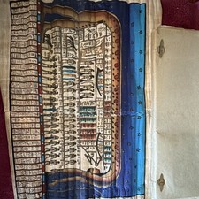 Egyptian Papyrus Painting Artwork with Hieroglyphic Scene, Provenance N/A