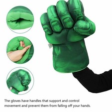 Kids Green Superhero Gloves Cosplay Costume Smash Hands Soft Hulk Plush Fists UK