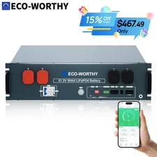 ECO-WORTHY 48V 50Ah Server Rack LiFePO4 Lithium Battery V3 For Golf cart Home