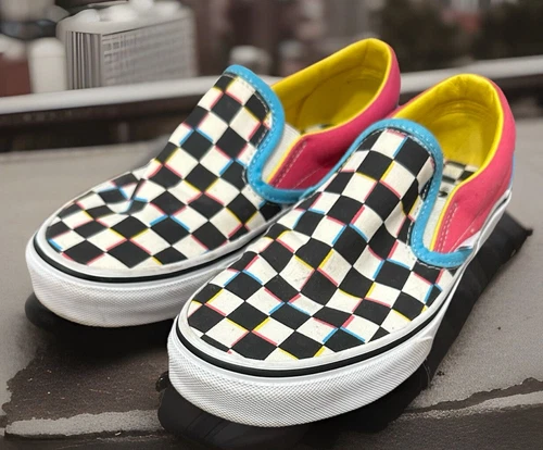 Scarpe Vans colorate unisex slip on a quadri uomo 5 donna 6 5 tela skate scuola