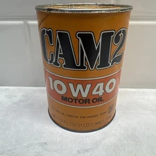 Vintage Sunoco CAM2 Motor Oil Full Sealed Cardboard Paper Can Quart 10w-40