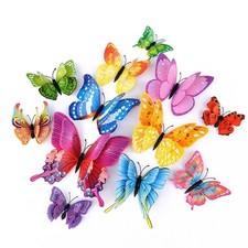 12pc 3D Butterfly Wall Decor Stickers DIY Magnetic Decals Room Party Decorations